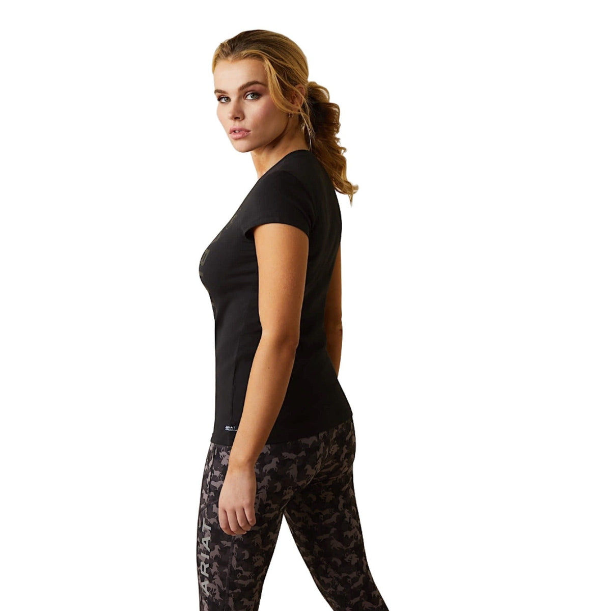 Ariat Womens Vertical Logo SS T-Shirt Black - Ariat Womens Tops