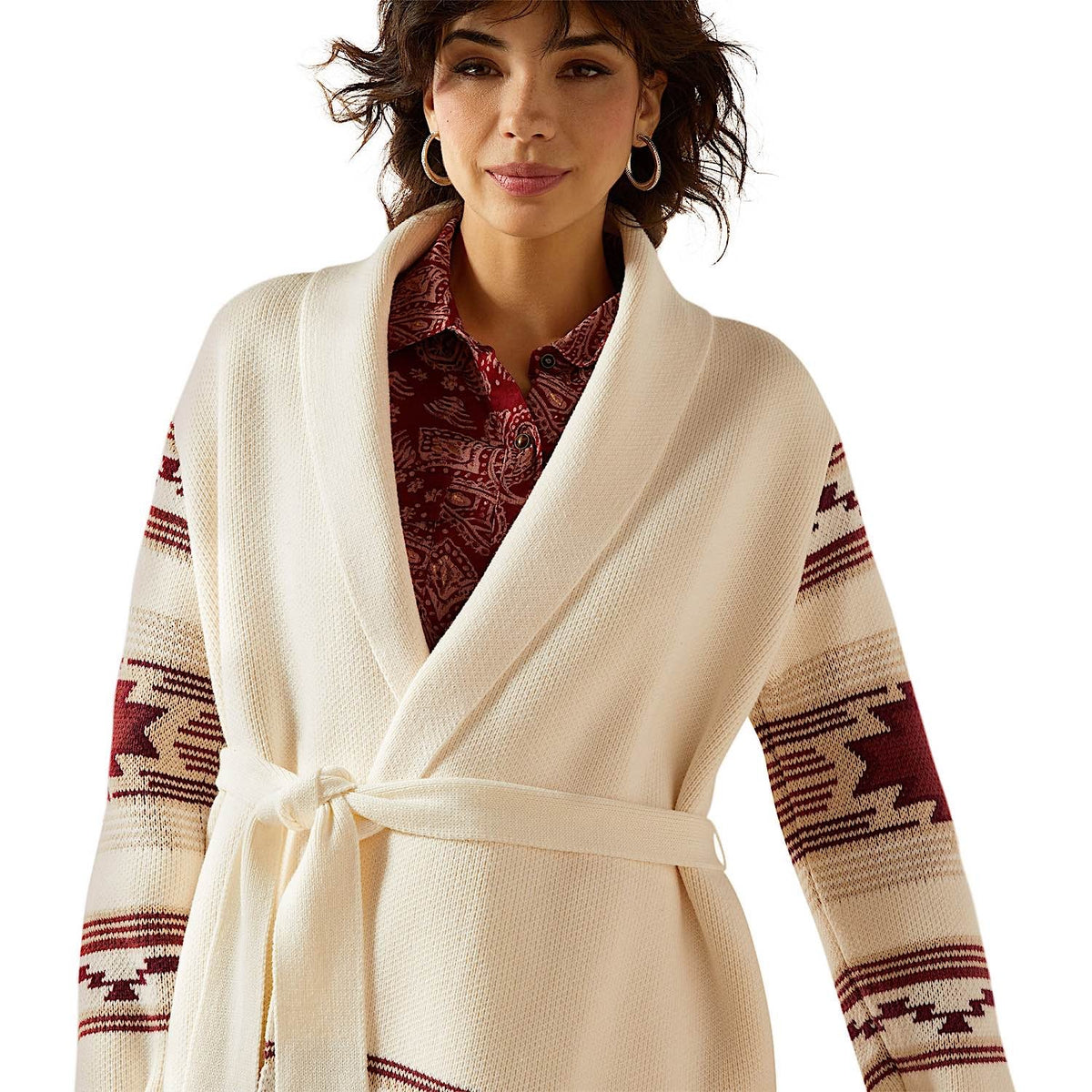 Ariat Womens Westward Wrap Sweater - Cream Southwest