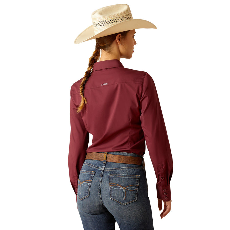 Ariat Women’s Wrinkle Resistant Kirby Long Sleeve Shirt - Burgundy