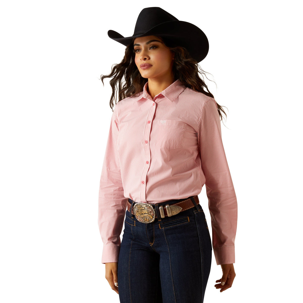 Ariat Womens Wrinkle Resistant Kirby Long Sleeve Shirt - Camellia Rose Stripe