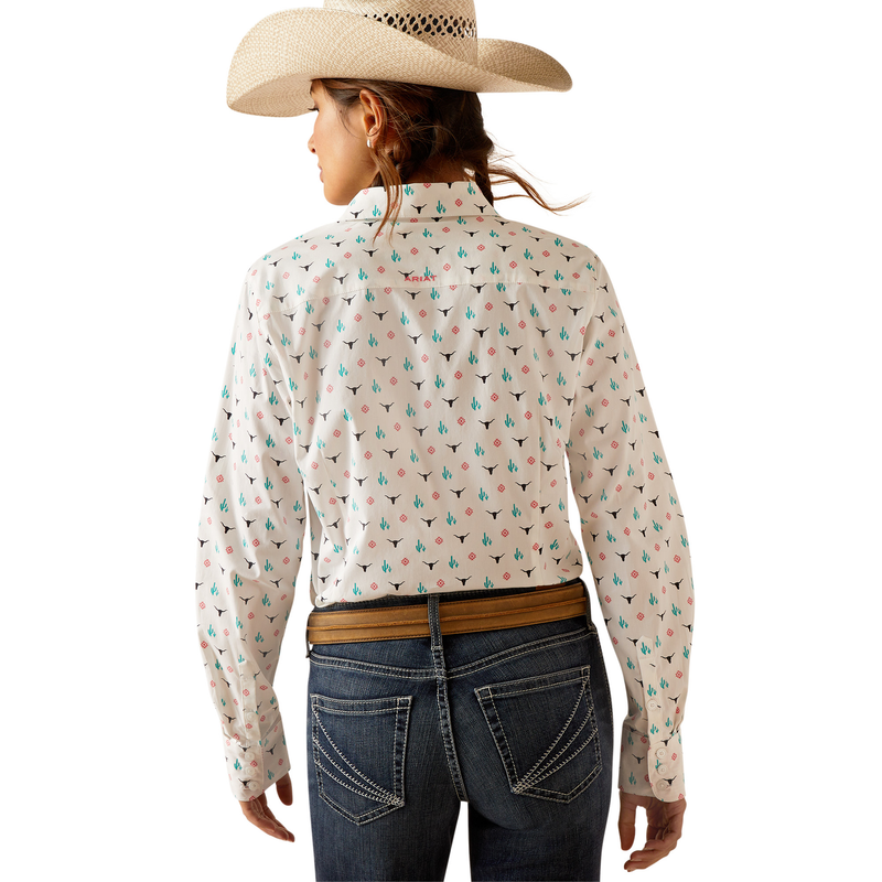 Ariat Women’s Wrinkle Resistant Kirby Long Sleeve Shirt - Steer Garden