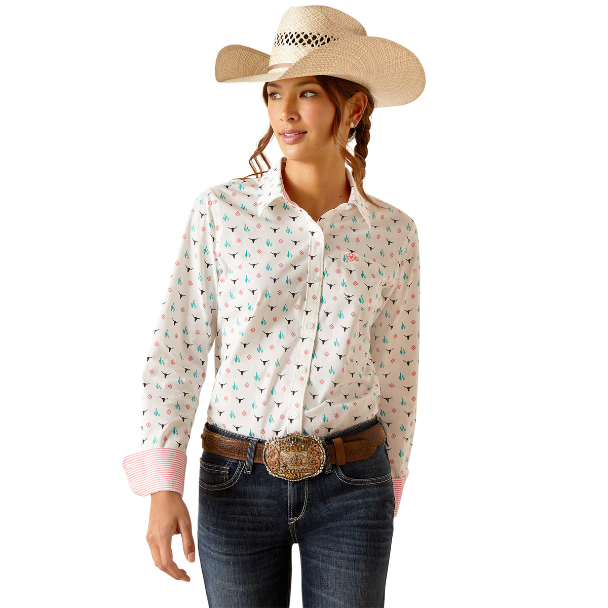 Ariat Women’s Wrinkle Resistant Kirby Long Sleeve Shirt - Steer Garden