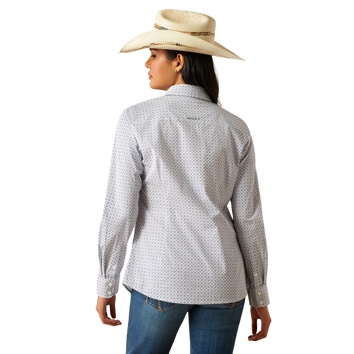 Ariat Womens Wrinkle Resistant Team Kirby Stretch Shirt - Ocean Geo