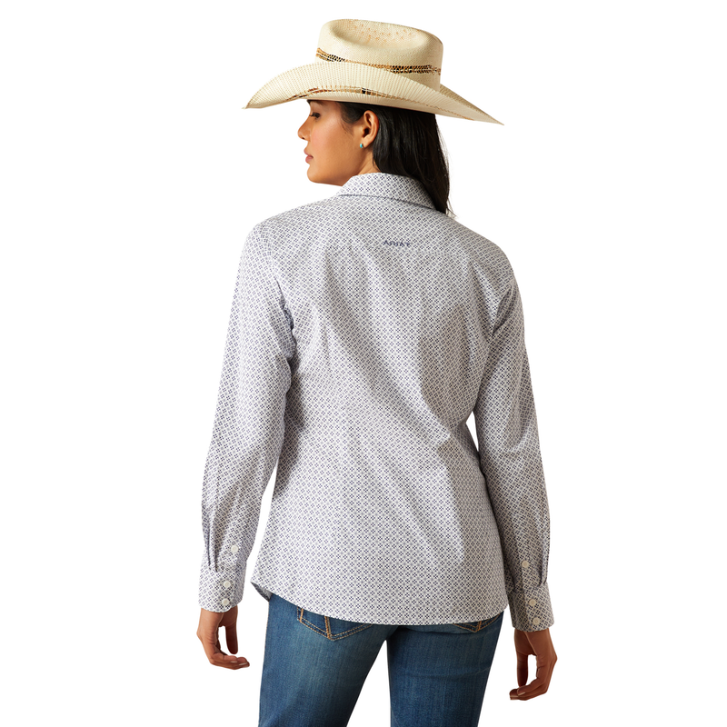 Ariat Womens Wrinkle Resistant Team Kirby Stretch Shirt - Ocean Geo