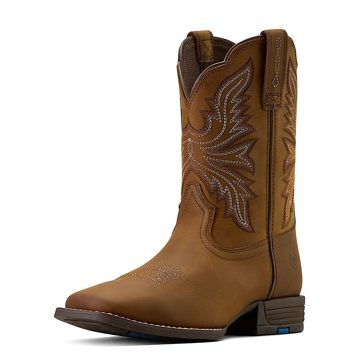 Ariat Youth Westwood Wide Square Toe Western Boot - Distressed Brown
