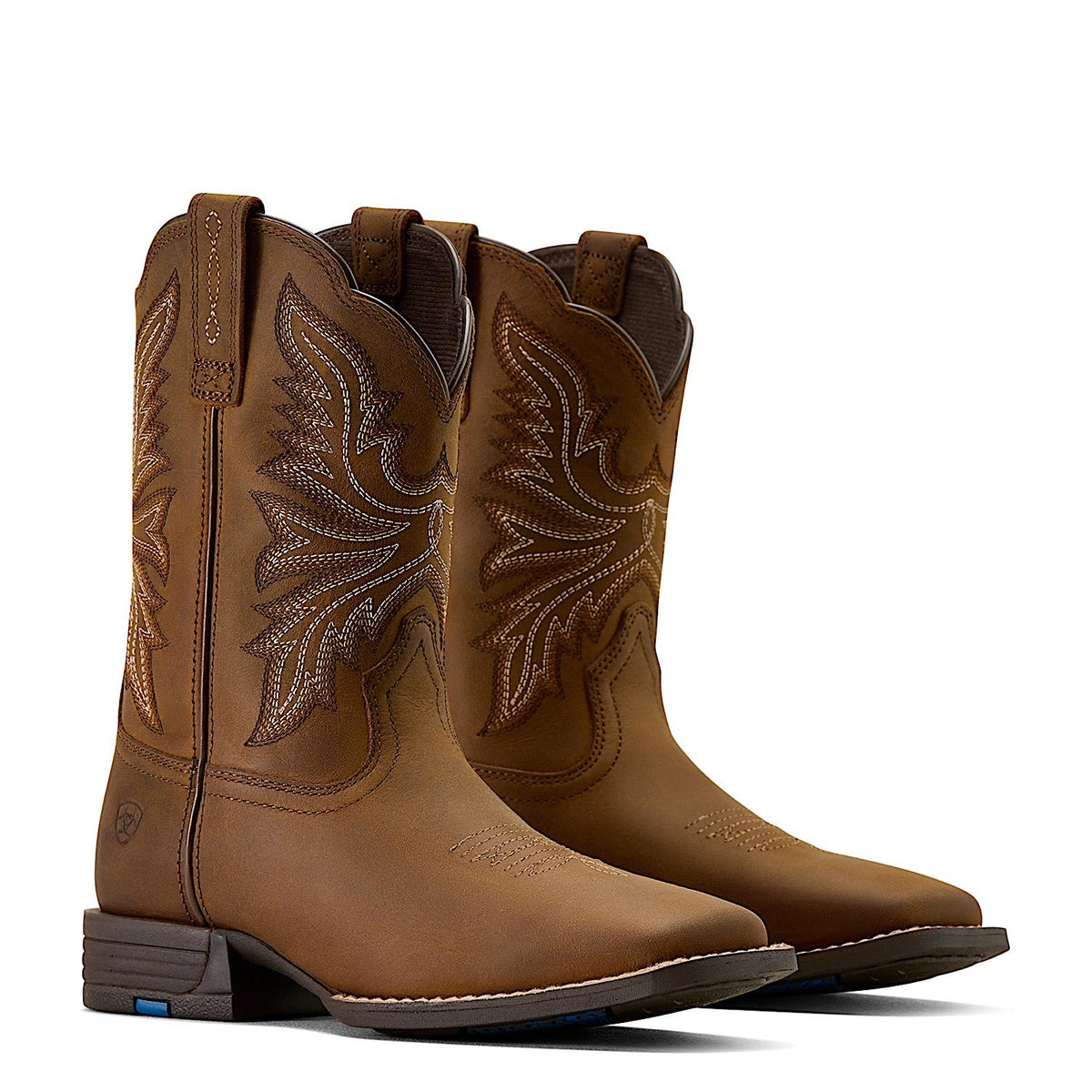 Ariat Youth Westwood Wide Square Toe Western Boot - Distressed Brown
