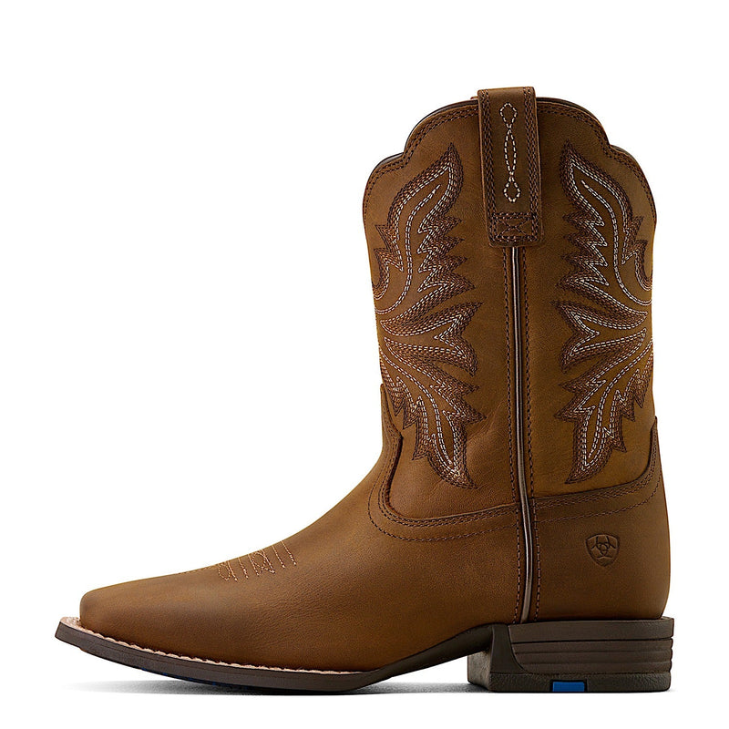 Ariat Youth Westwood Wide Square Toe Western Boot - Distressed Brown