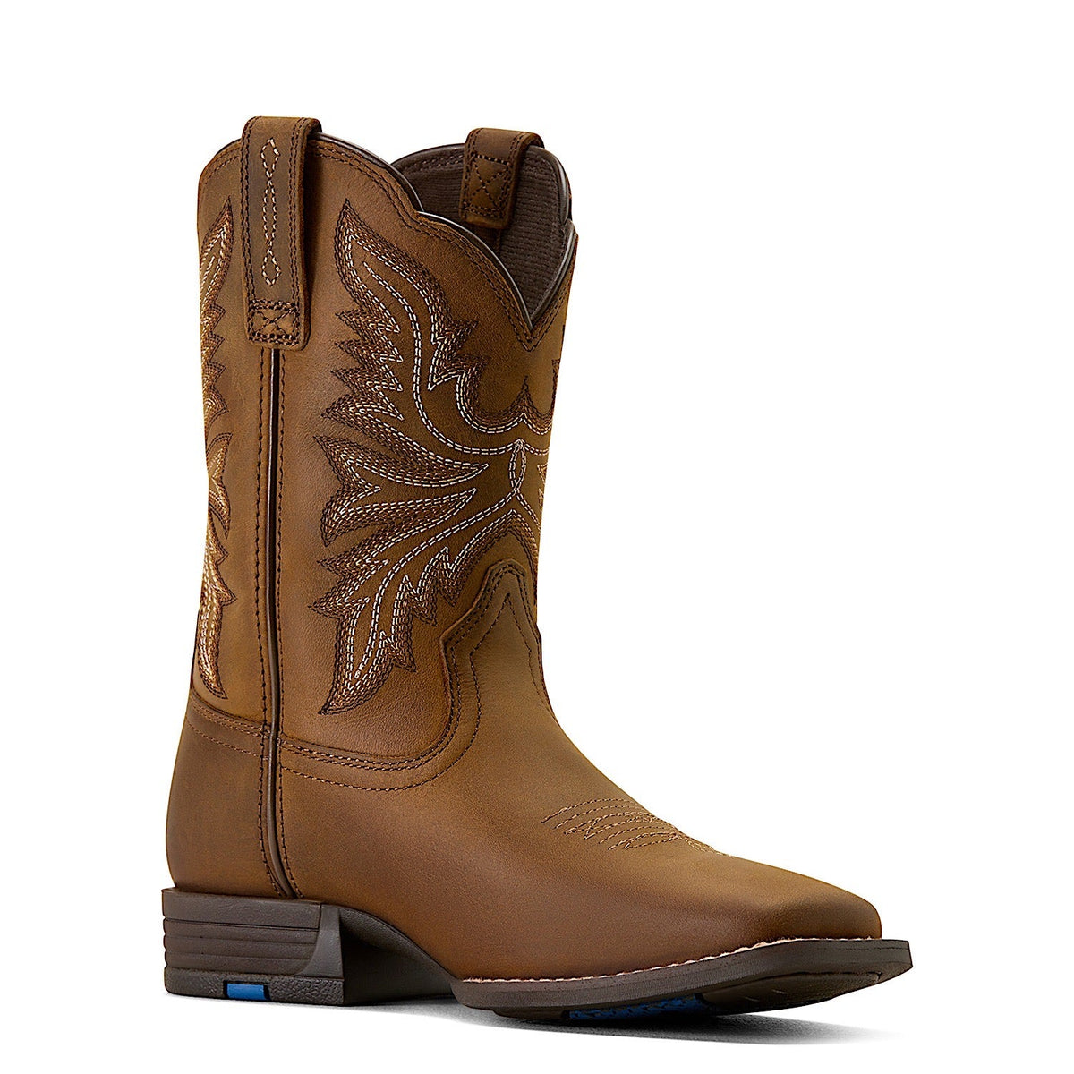 Ariat Youth Westwood Wide Square Toe Western Boot - Distressed Brown
