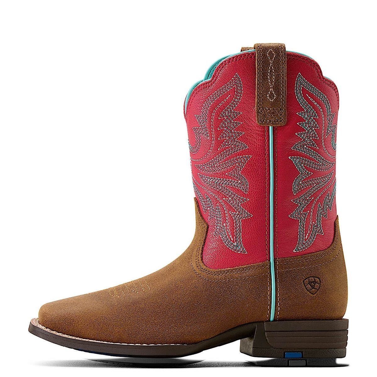Ariat Youth Westwood Wide Square Toe Western Boot - Wicker/Hot Pink