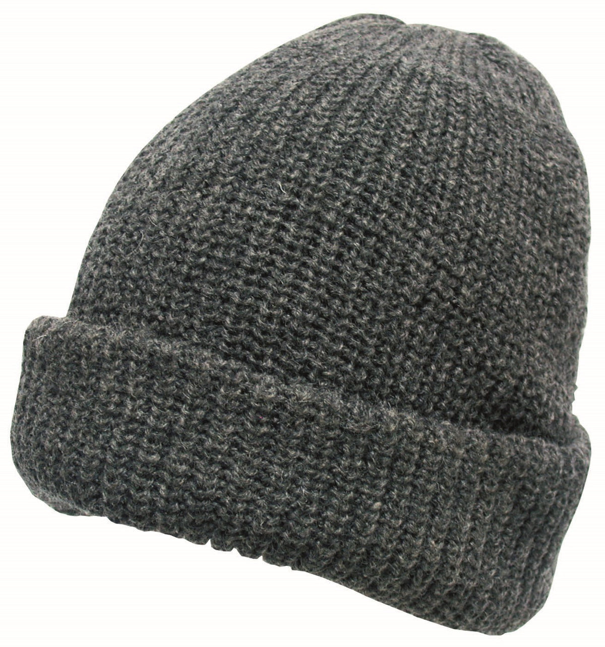 Avenel Fishermans Rib Double Knit Ragg Wool Beanie - Charcoal