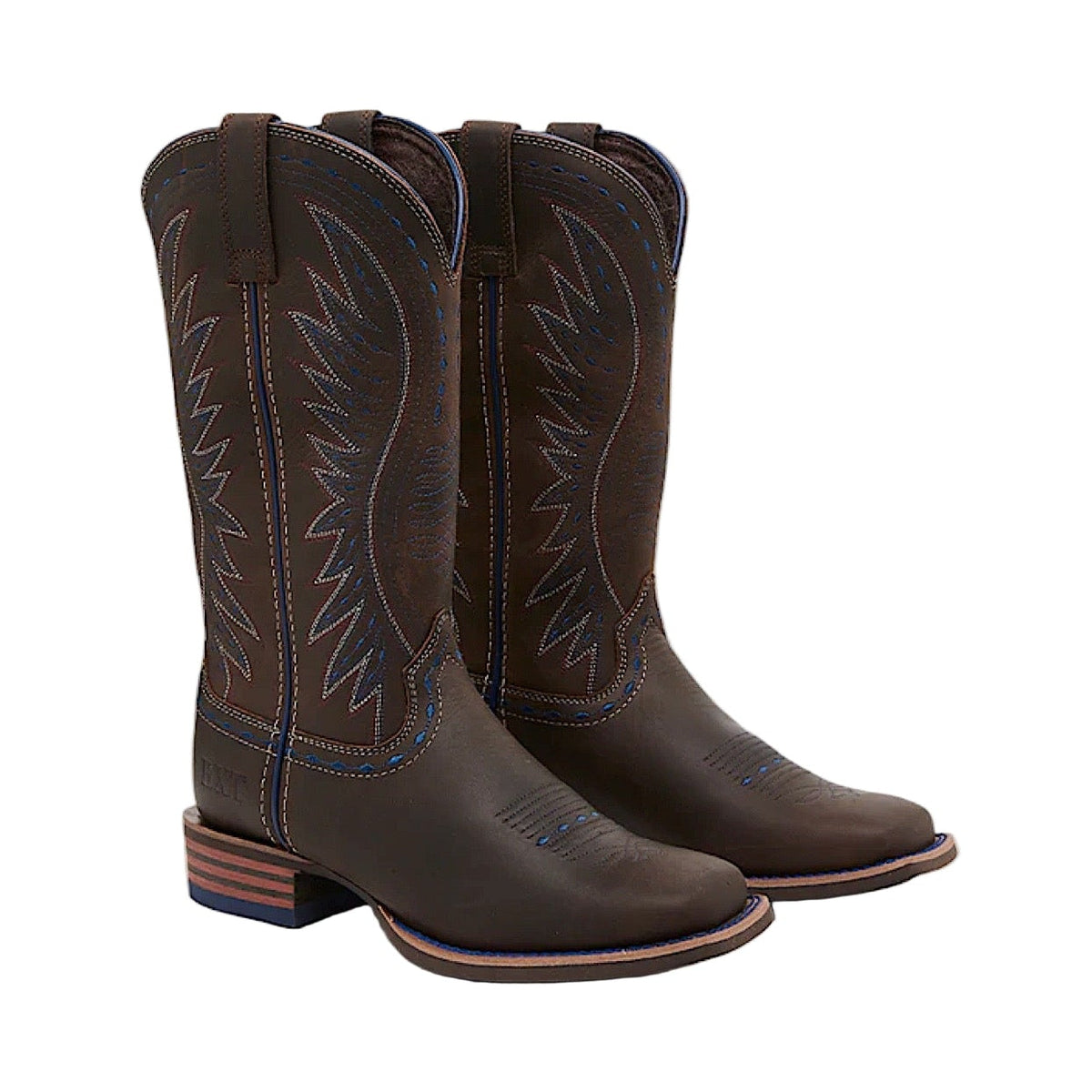 Baxter Women’s Dixie Western Work Boot - Dark Brown / Blue / Orange