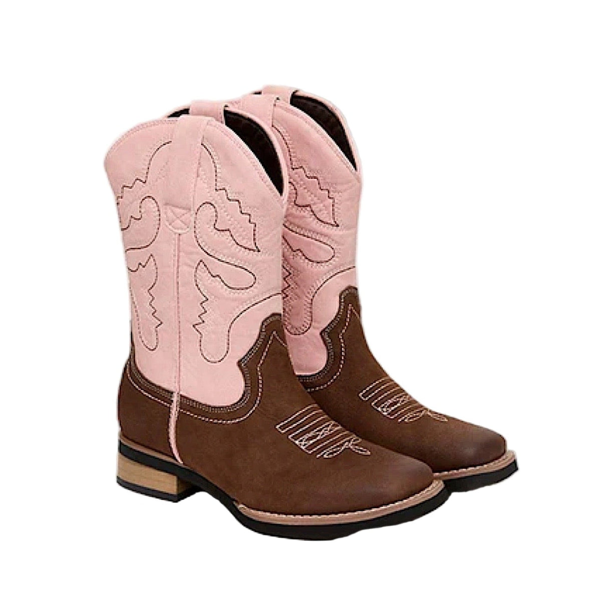 Baxter Youth Western Boots - Light Pink / Brown