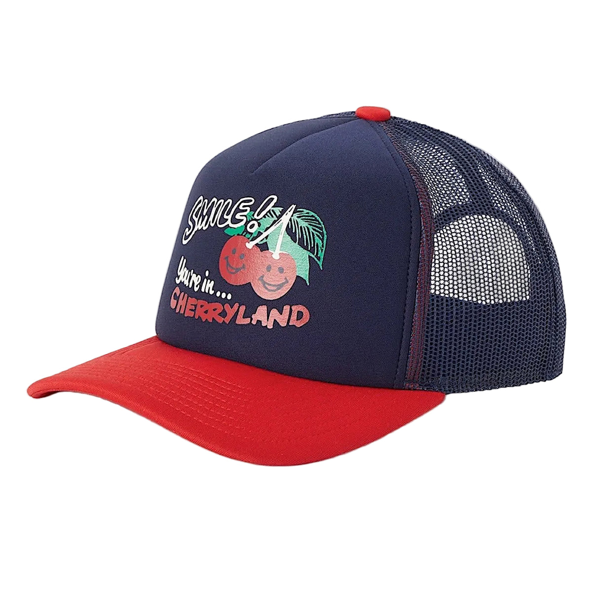 Brixton Cherryland Trucker Hat - Washed Navy/Crimson