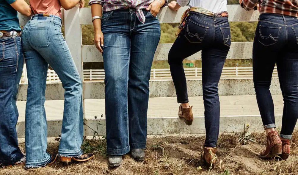 Blue denim jeans with a classic five-pocket design and subtle stitching details.