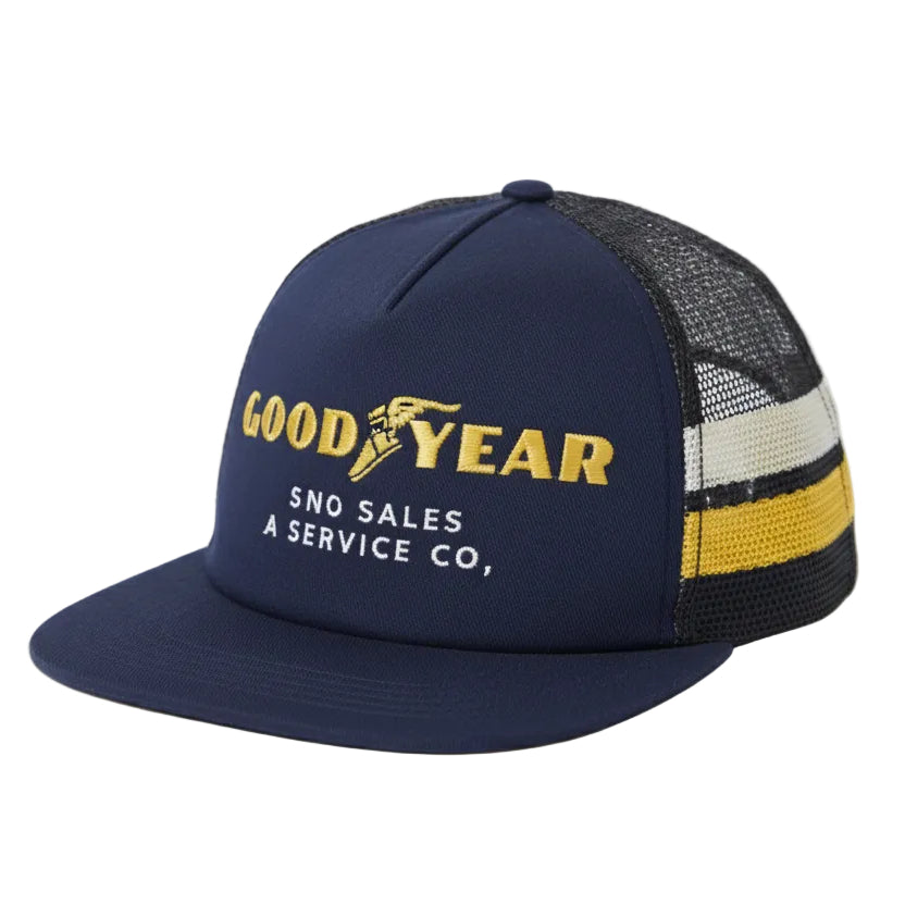 Brixton Goodyear Service Medium Profile Trucker Cap - Navy