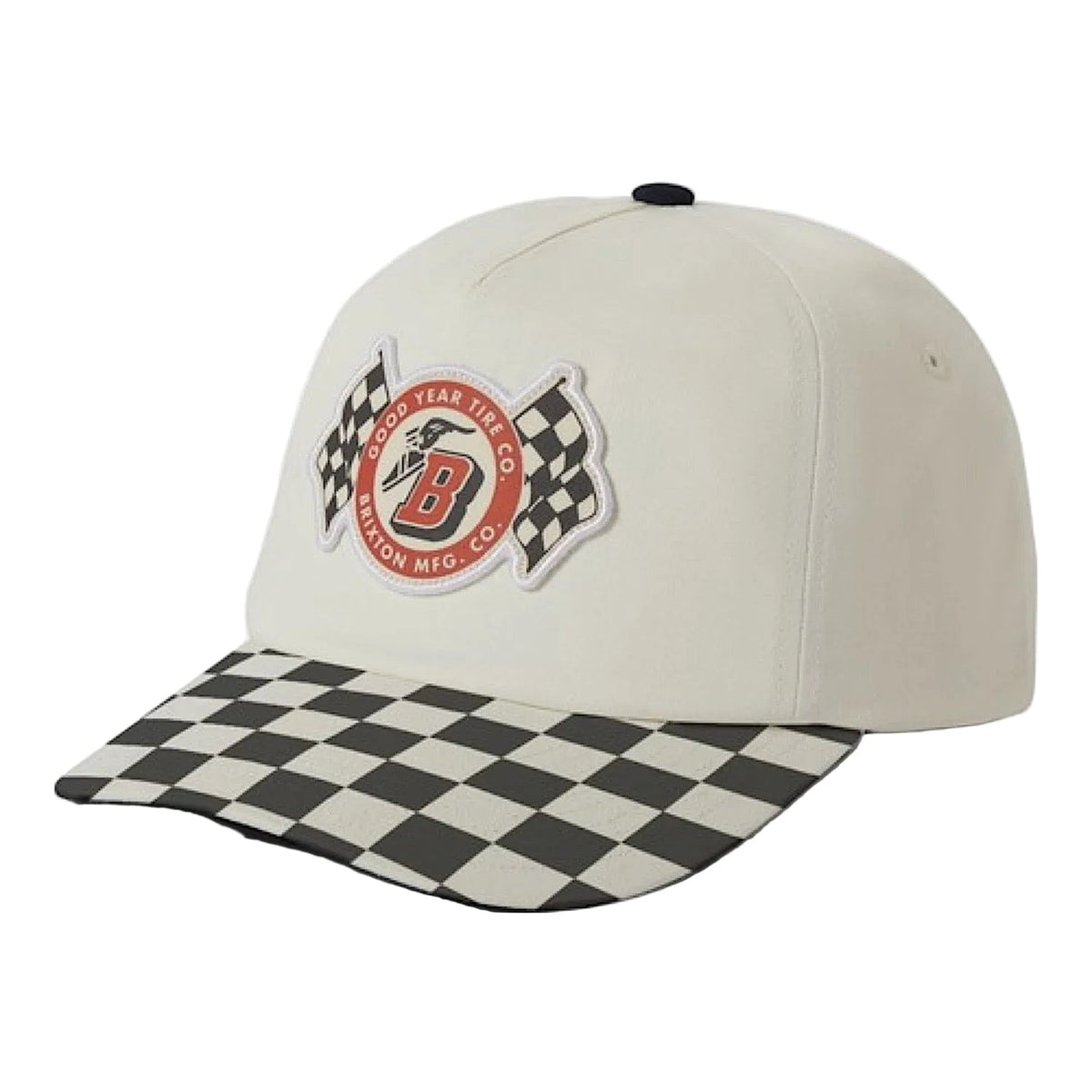 Brixton Goodyear Speedway High Profile Snapback Cap - Off White