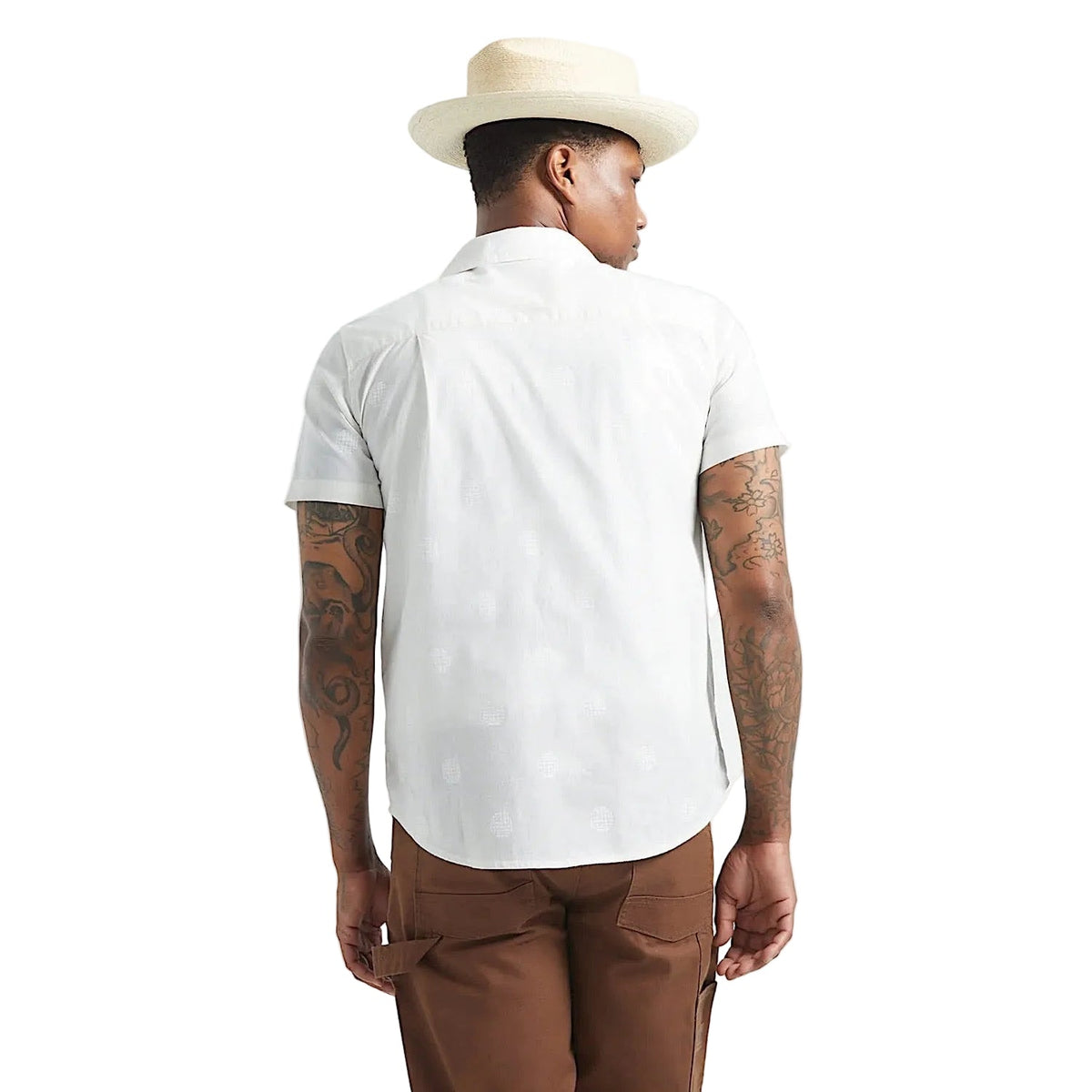 Brixton Men’s Charter Print Short Sleeve Shirt - Off White Geo