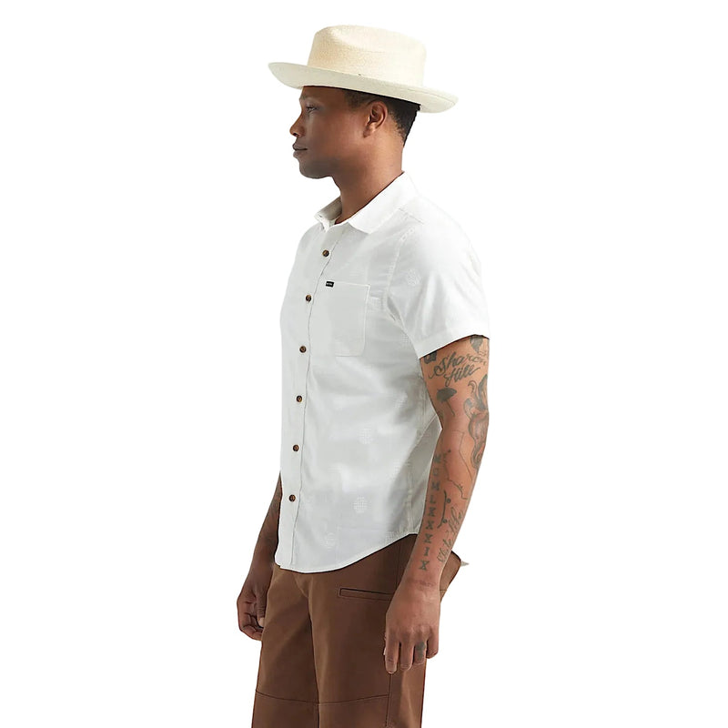 Brixton Men’s Charter Print Short Sleeve Shirt - Off White Geo