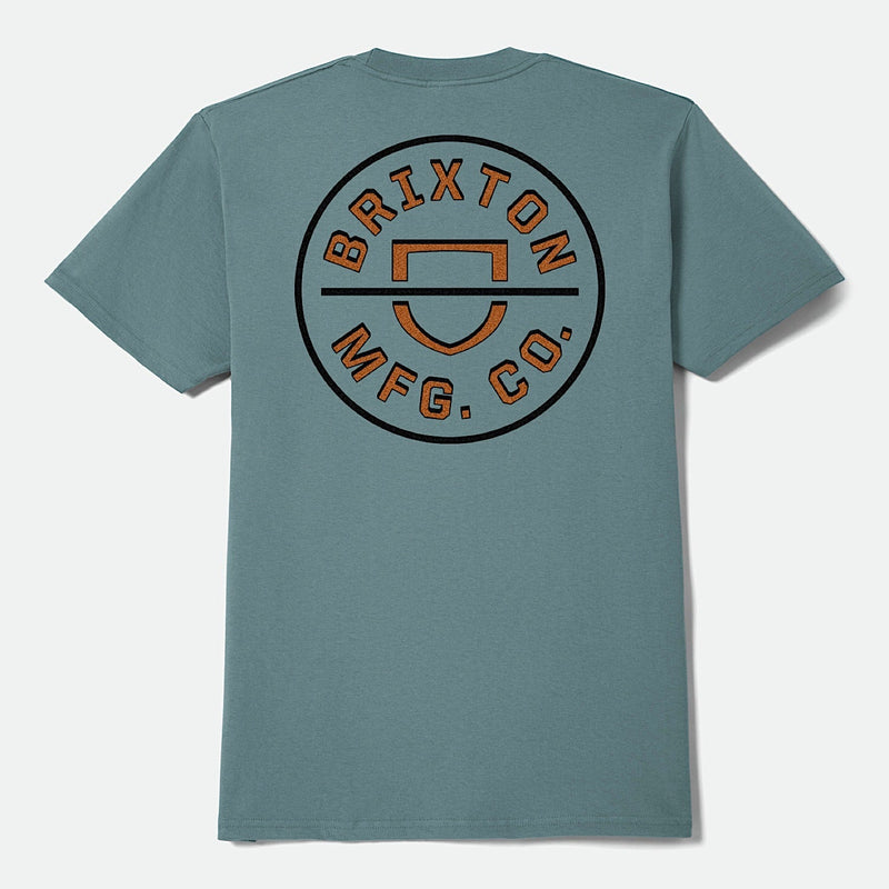 Brixton Men’s Crest II T-Shirt - Ocean Breeze/Black/Rust