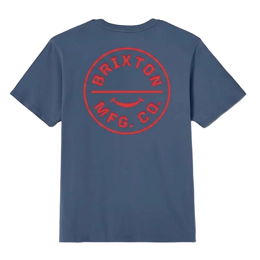 Brixton Men’s Crest T-Shirt - Harbour Blue/Lava Red
