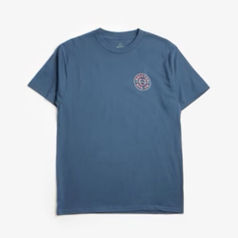 Brixton Men’s Crest T-Shirt - Harbour Blue/Lava Red