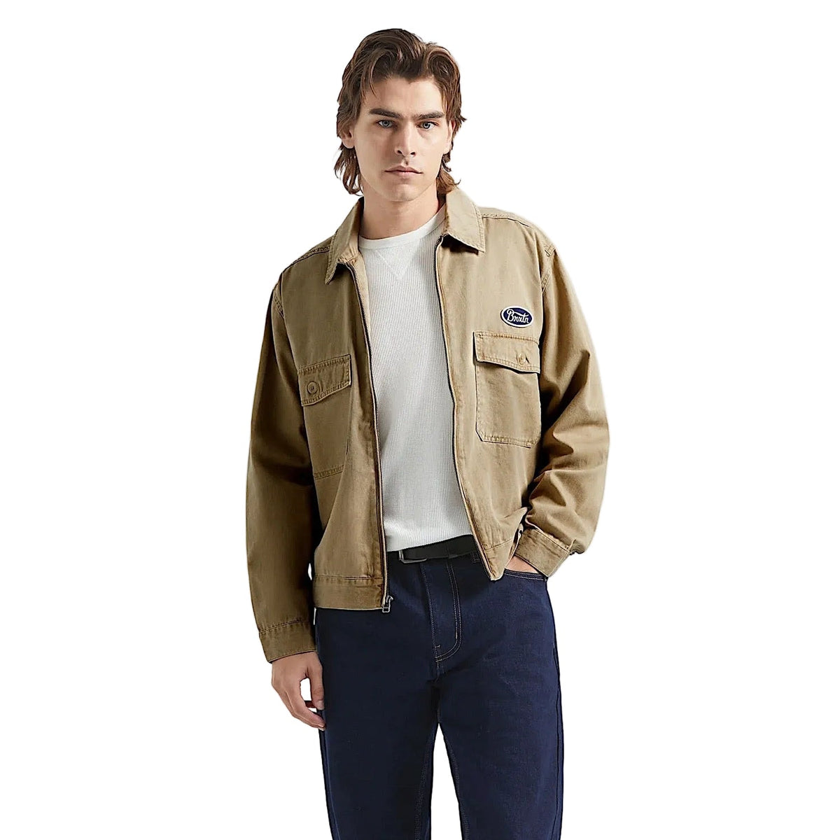 Brixton Men’s Trademark Lightweight Garage Jacket - Washed Khaki