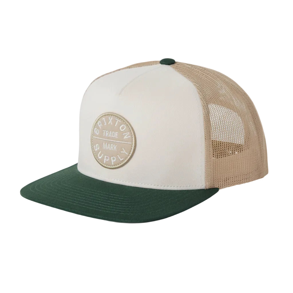 Brixton Oath Trucker Hat - Off White/Primal Green/Sand
