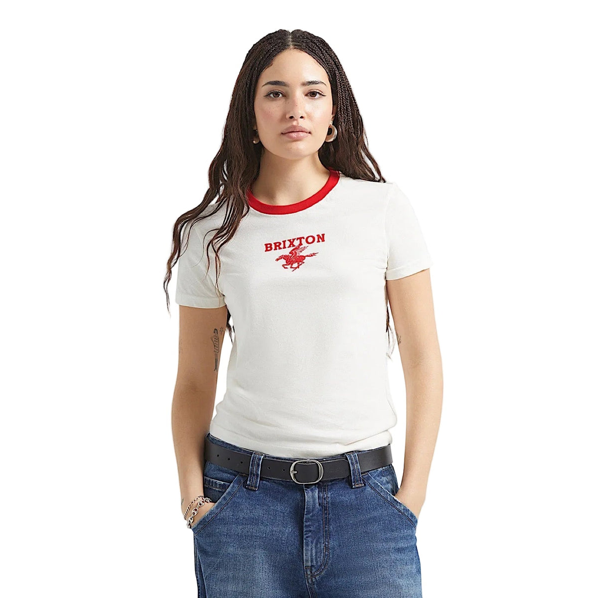Brixton Women’s Pegasus Slim Crew T-Shirt - Vintage White