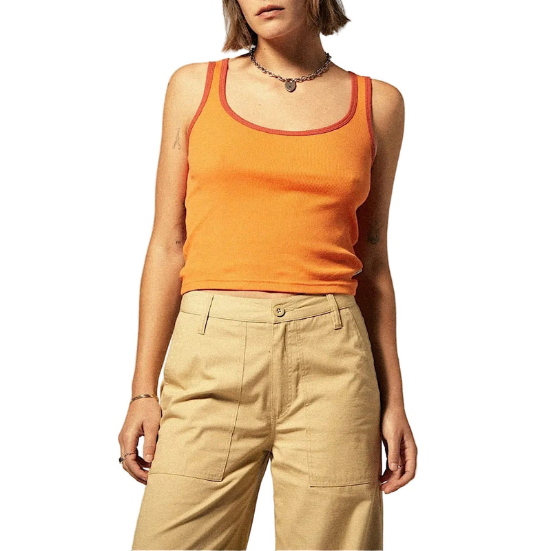 Brixton Women’s Ringer Organic A-Tank - Tangerine / Burnt Brick