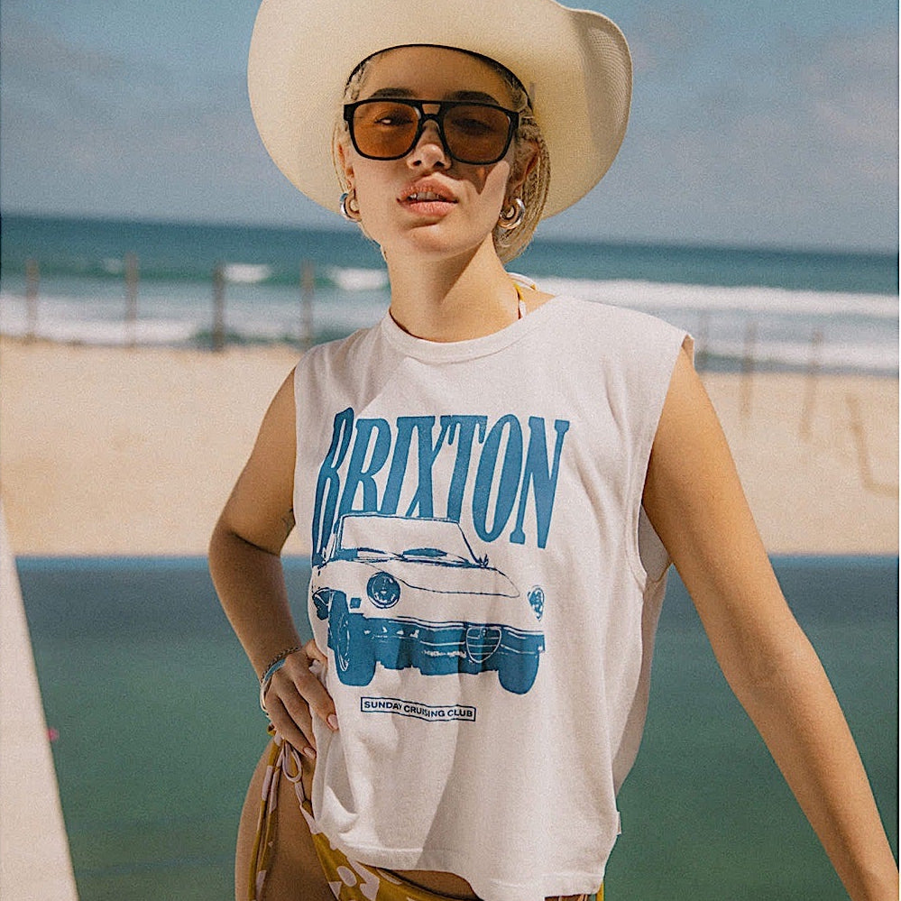 Brixton Women’s Sunday Cruising Club Muscle Tank - Vintage White