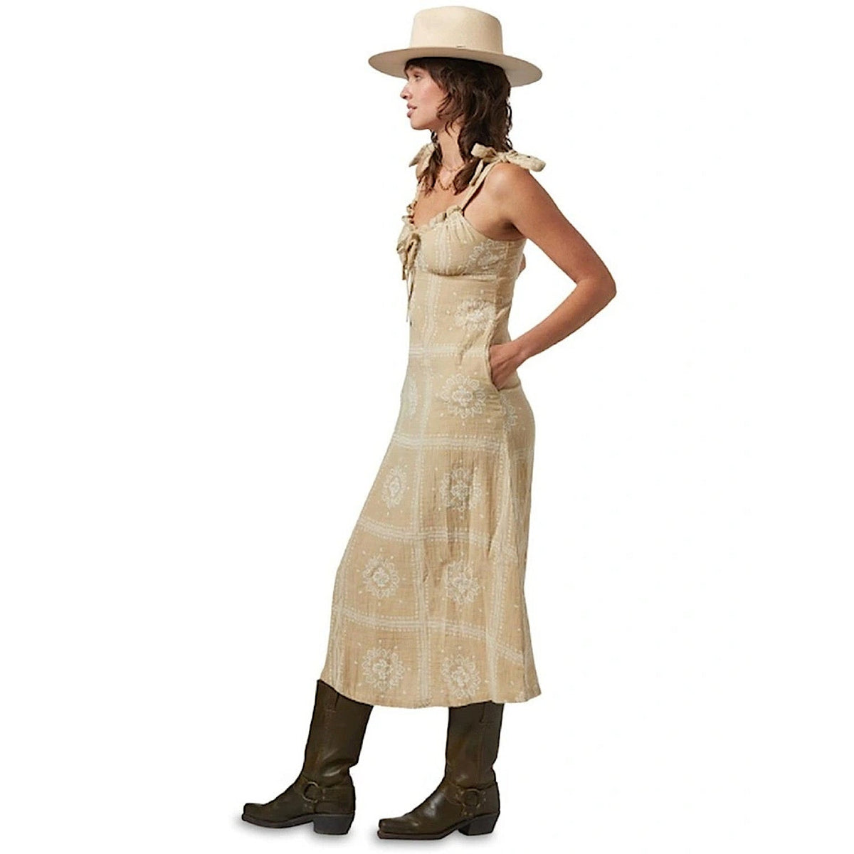 Brixton Women’s Wandering Tie Dress - Pale Khaki Bandana