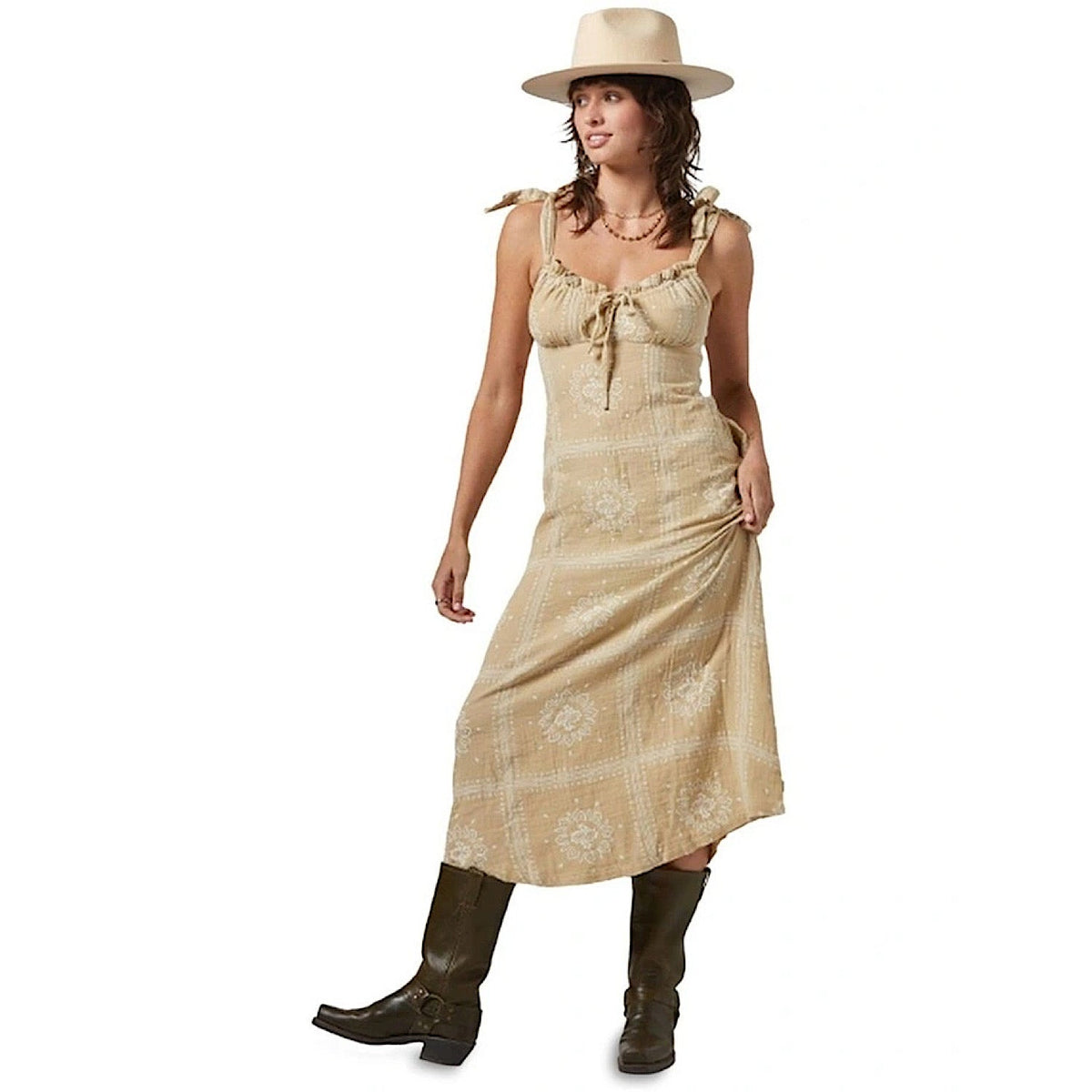 Brixton Women’s Wandering Tie Dress - Pale Khaki Bandana