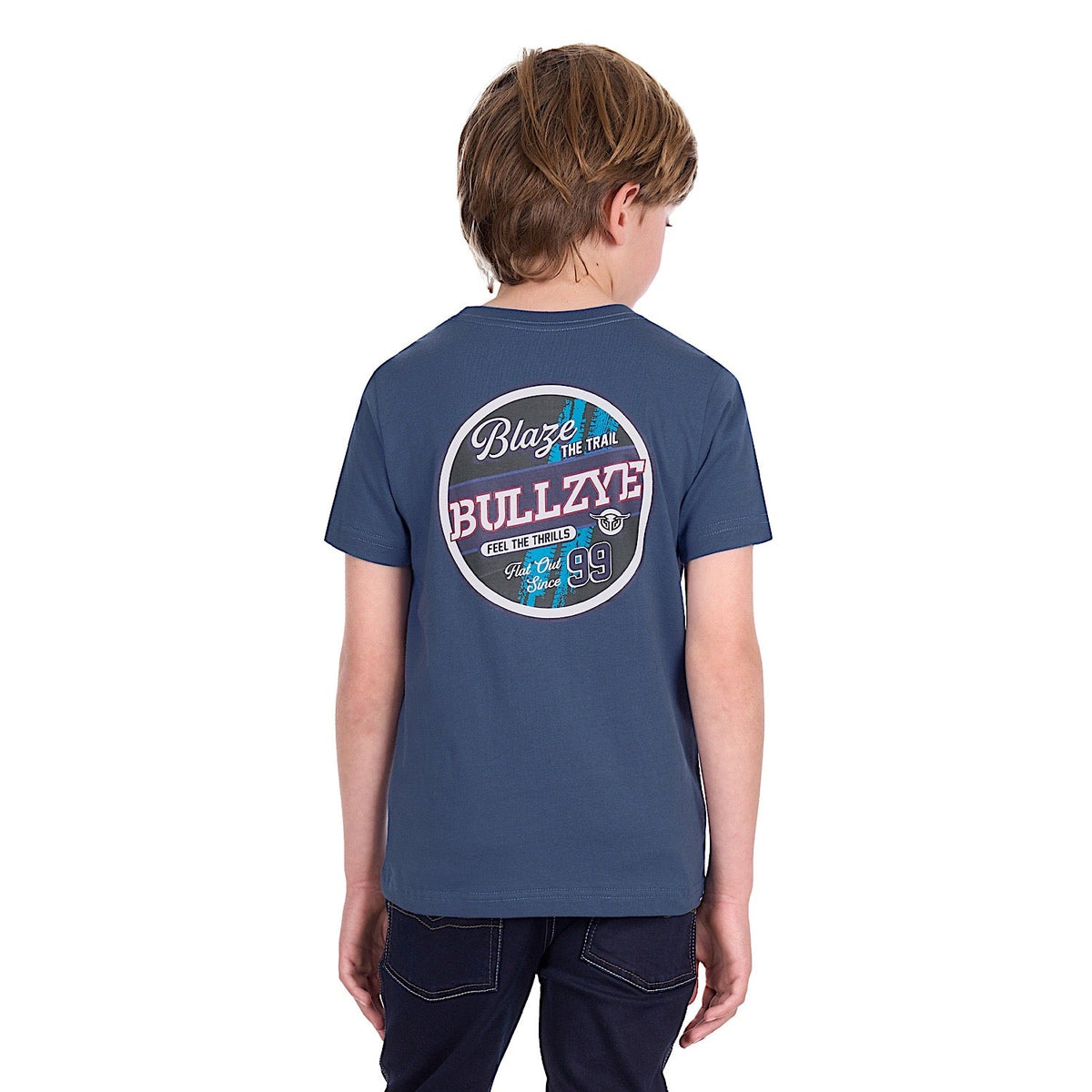 Bullzye Boy’s Blaze T Shirt - Blue Steel