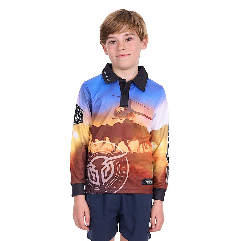 Bullzye Boy’s Outback Long Sleeve Fishing Shirt - Multi
