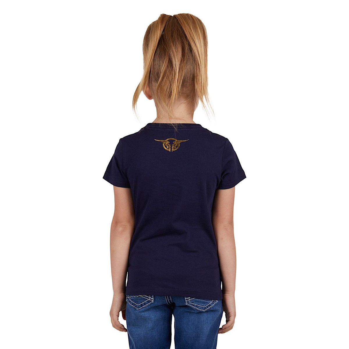 Bullzye Girl’s Heart Tee-Navy