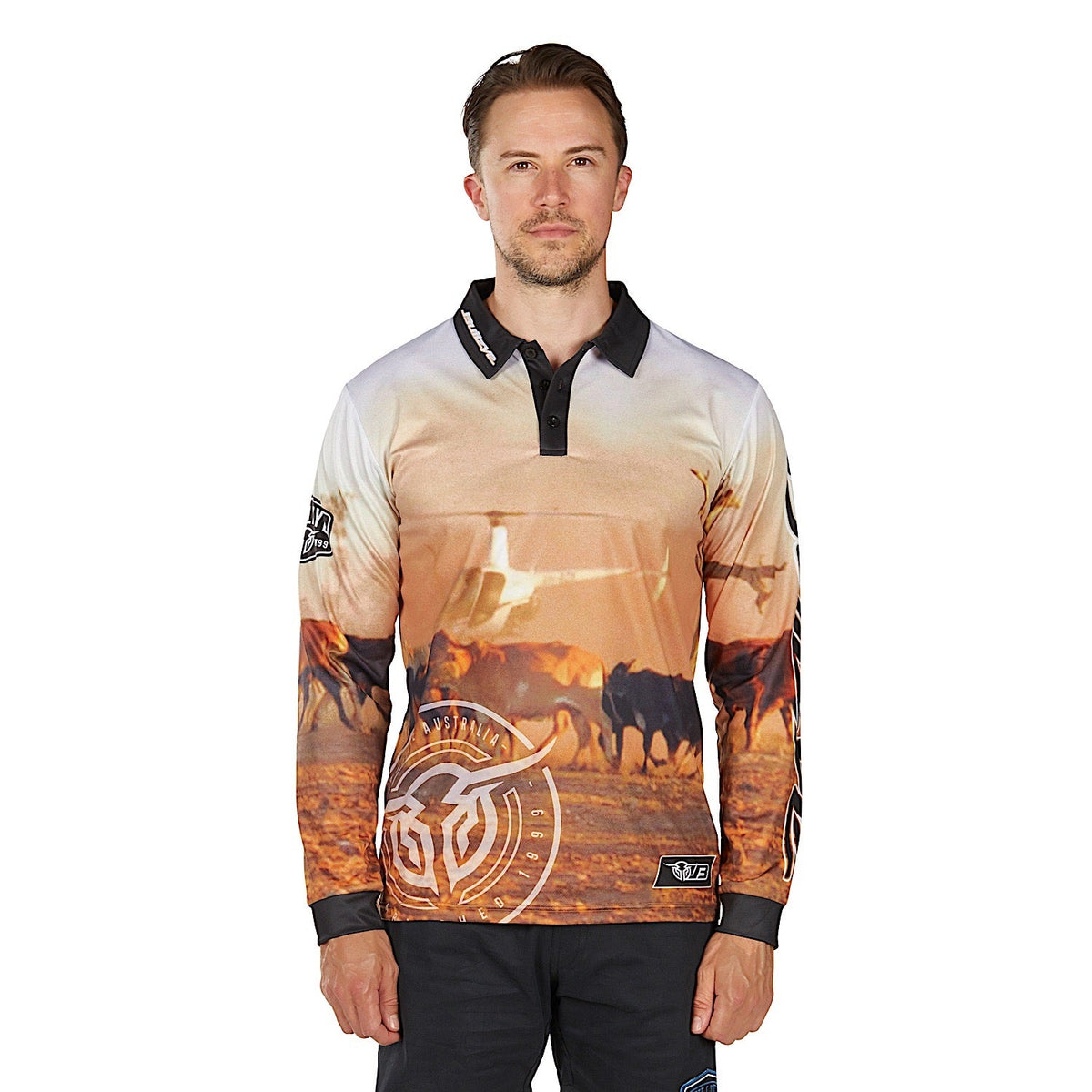 Bullzye Men’s Helicopter Long Sleeve T Shirt - Multi