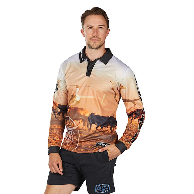 Bullzye Men’s Helicopter Long Sleeve T Shirt - Multi