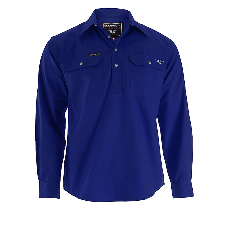 Bullzye Men’s Lightweight Half Placket Shirt - Cobalt