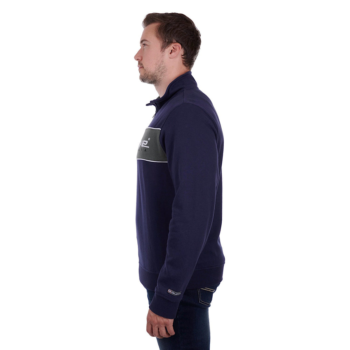 Bullzye Men’s Logo 1/4 Zip Pullover Navy/Green