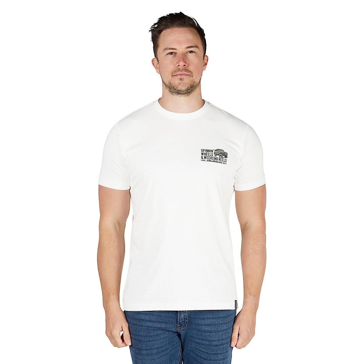 Bullzye Men’s Reels T Shirt - Off White