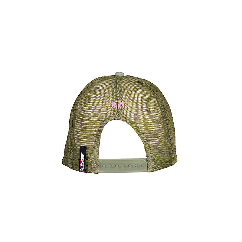 Bullzye Rhea High Profile Trucker Cap - Moss/Blush