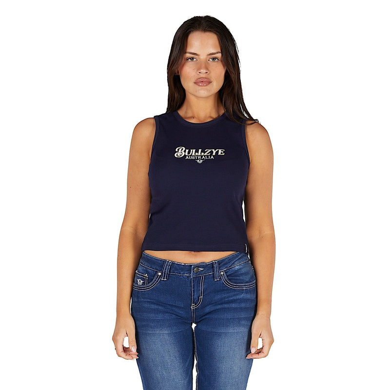 Bullzye Women’s Anita Crop Rib Tank - Navy