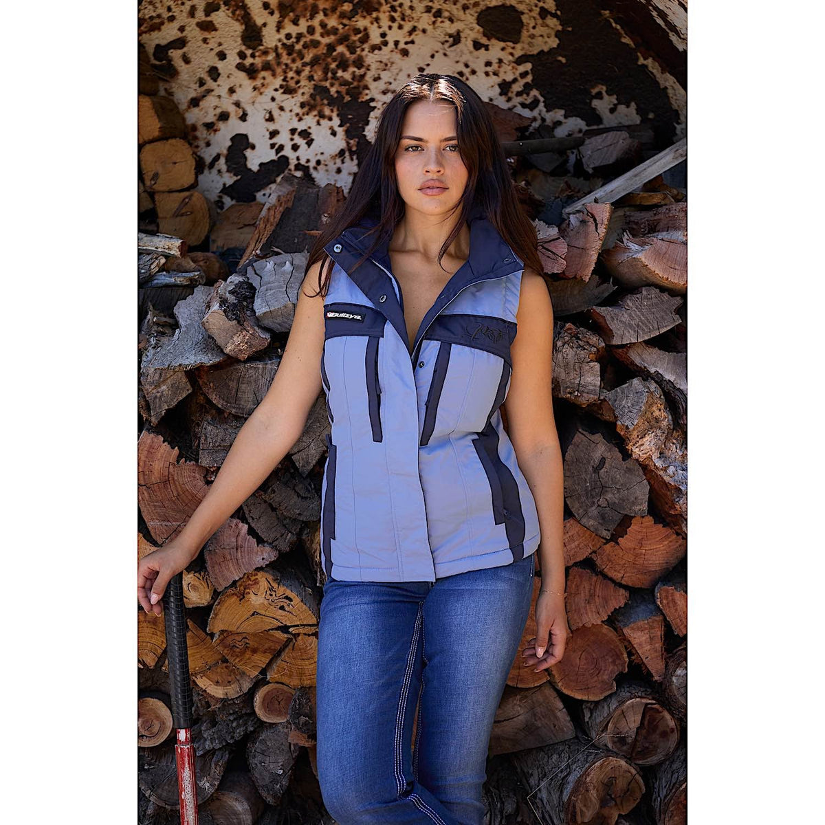 Bullzye Womens Carla Vest Navy/Light Blue