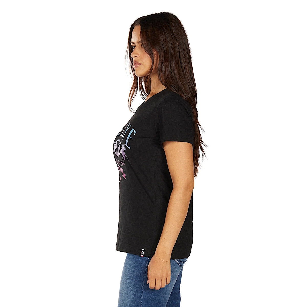 Bullzye Women’s Jemma V-Neck Short Sleeve T Shirt - Black