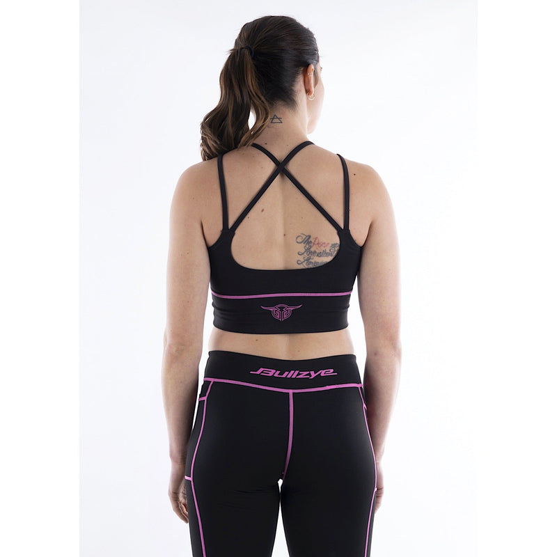 Bullzye Womens Pip Crop Top Black/Pink