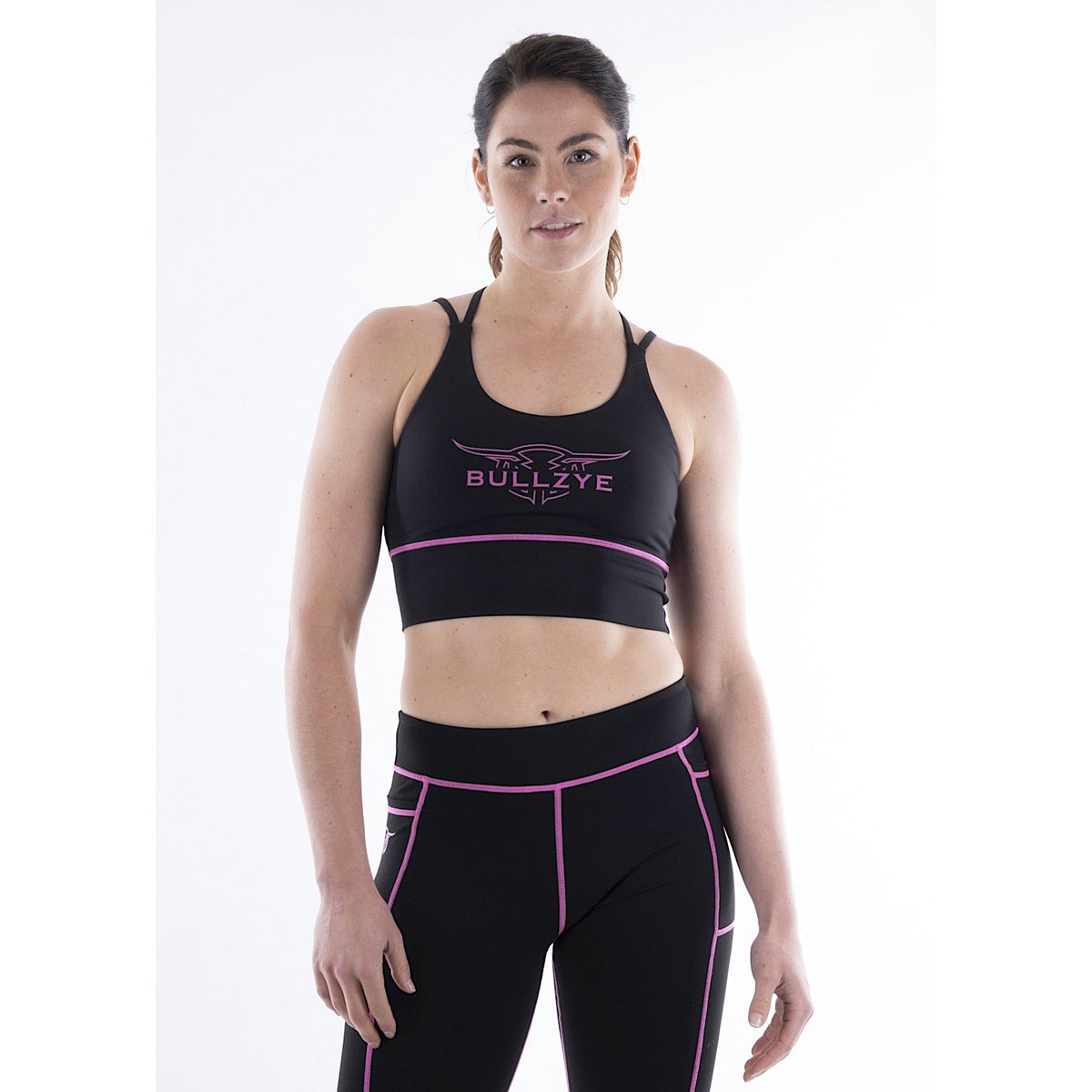Bullzye Womens Pip Crop Top Black/Pink