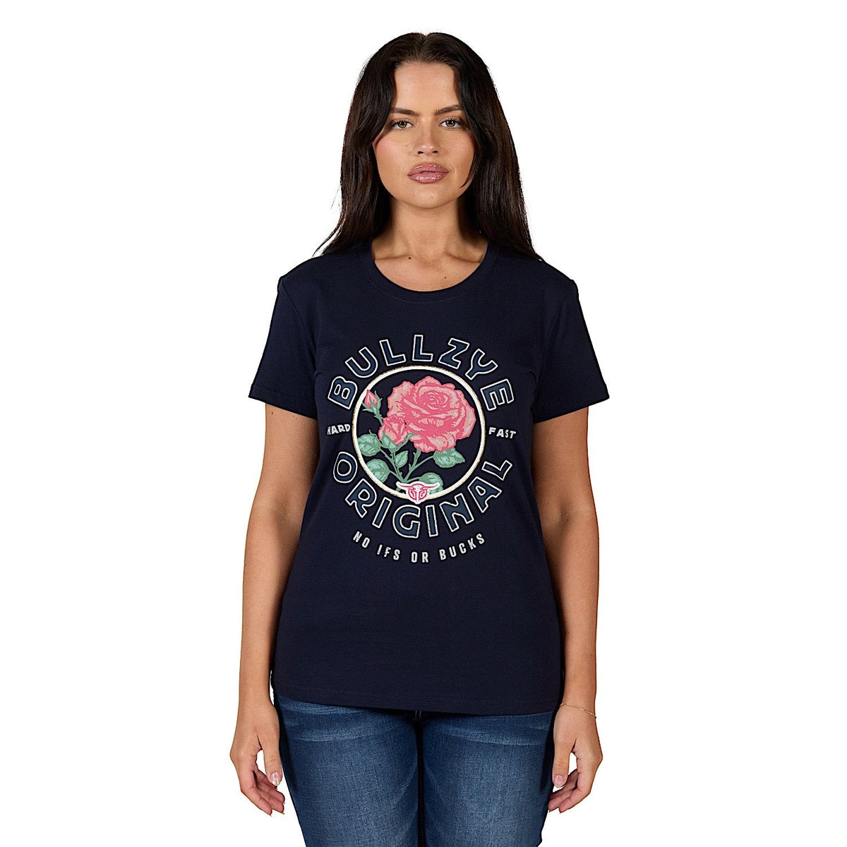 Bullzye Women’s Rose Short Sleeve Tee - Navy
