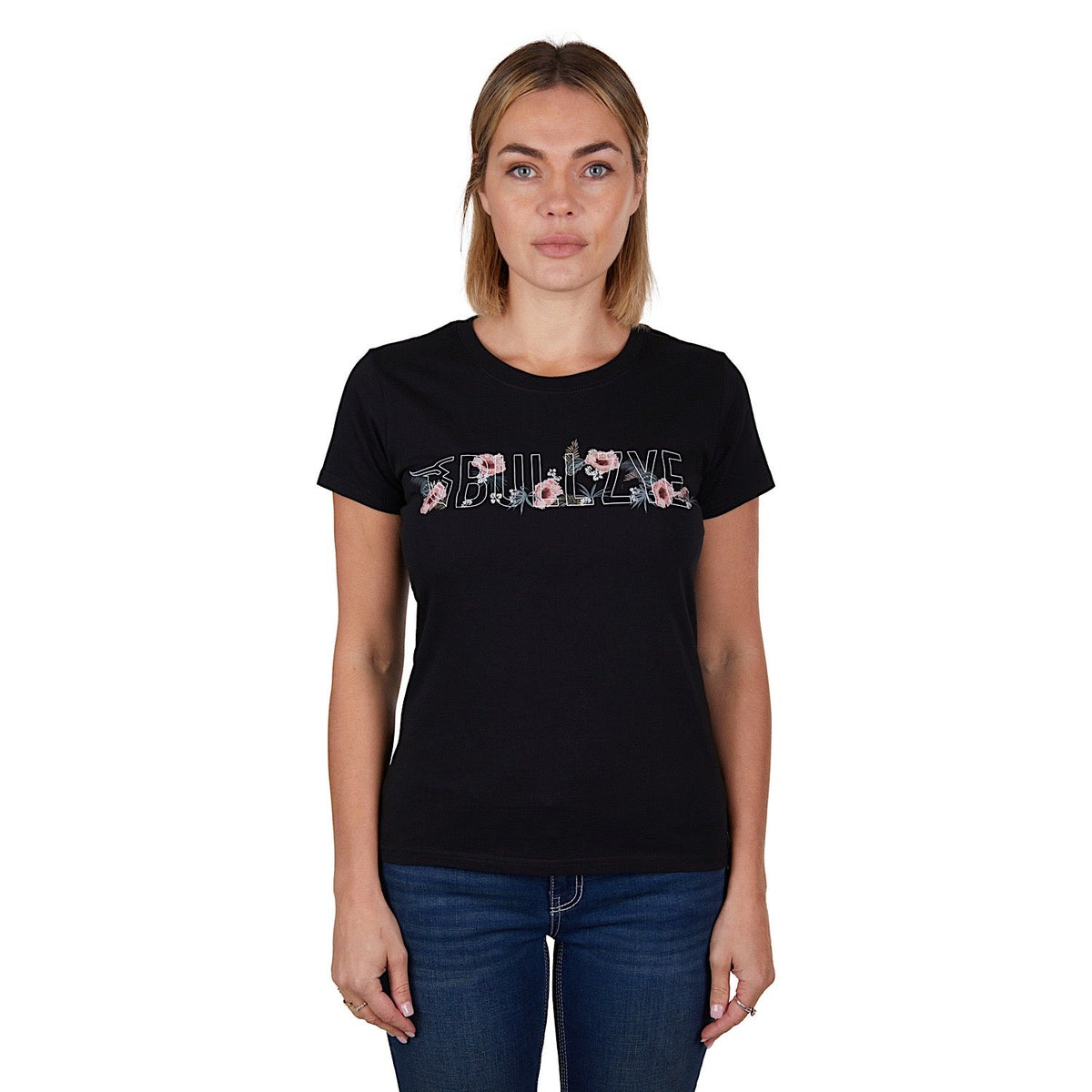 Bullzye Womens Tropics Tee-Black