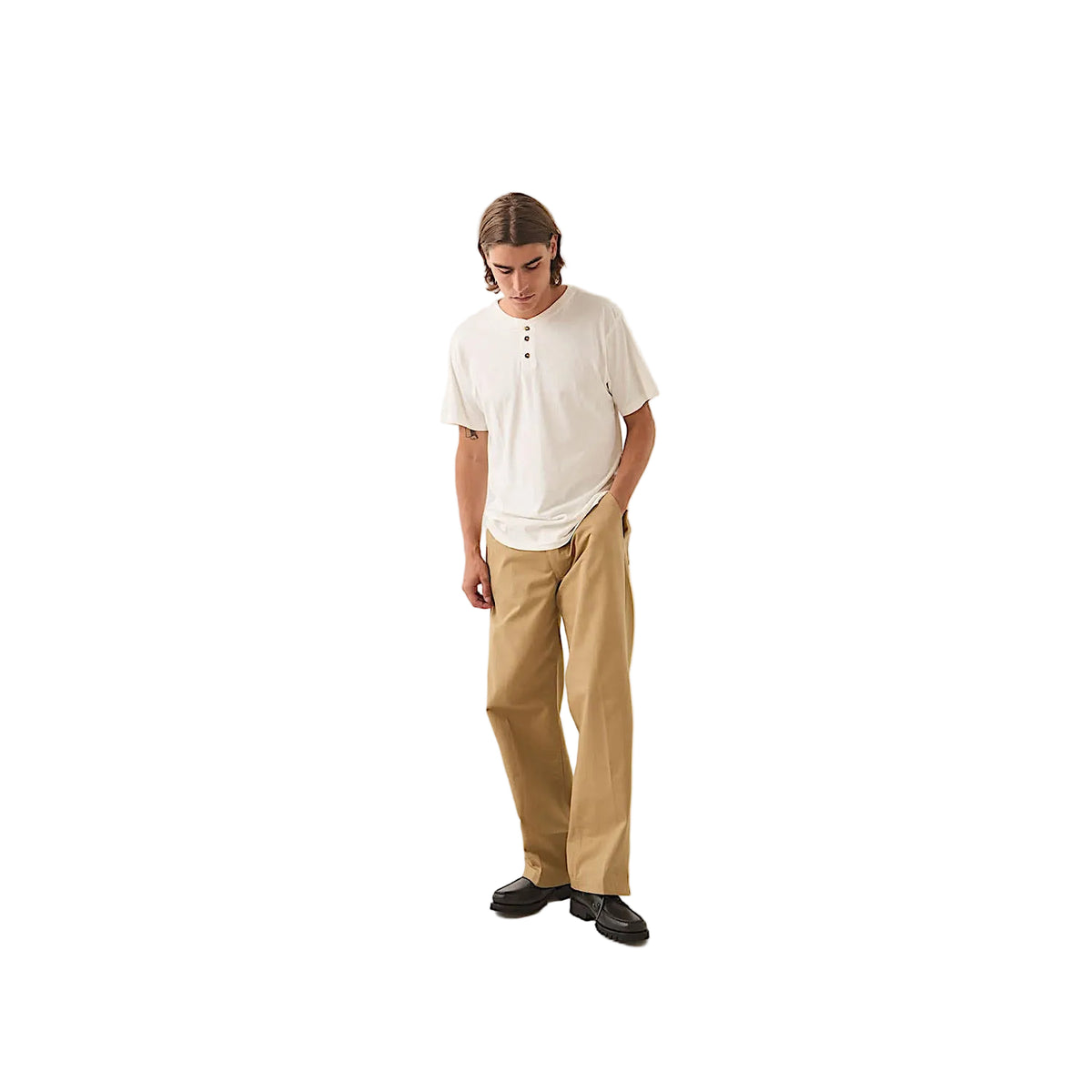 Brixton Men's Baseline Henley T-Shirt - Off White Vintage Wash