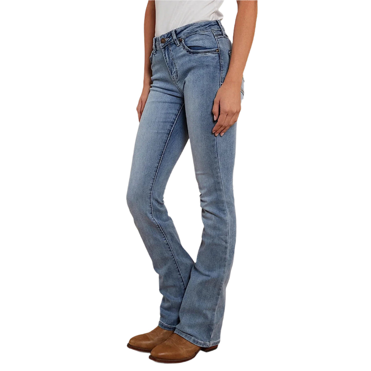 Ringers Western Women’s Caroline Rodeo Mid Rise Bootleg Jean - Light Blue